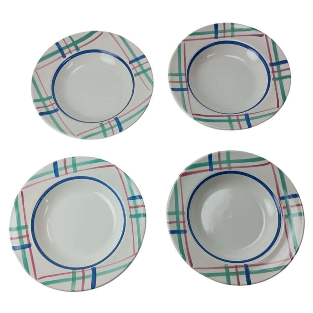 4 Pier 1 Imports Hand Painted 9" Pasta Soup Bowls Made In Italy